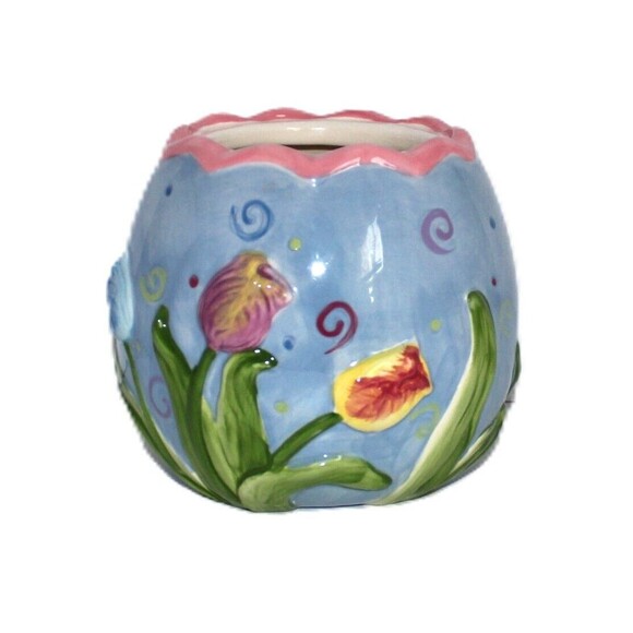 Davids Cookie Jar Ceramic Pastel Blue Large Easter Egg 12" Holiday - Picture 6 of 11